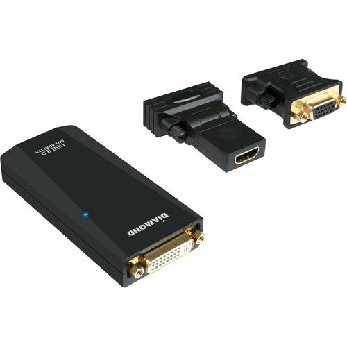 Diamond Multimedia DIAMOND USB 2.0 to VGA / DVI Video Graphics Adapter - DVI - 2048 x 1152 Supported