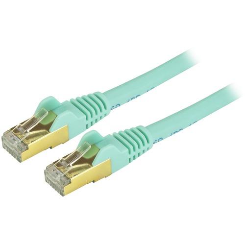 StarTech.com 10ft CAT6a Ethernet Cable - 10 Gigabit Category 6a Shielded Snagless 100W PoE Patch Cord - 10GbE Aqua UL Certified Wiring/TIA - CAT6a Ethernet Cable delivers 10 Gigabit connection free of noise & EMI/RFI interference - Tested to comply w/ AN