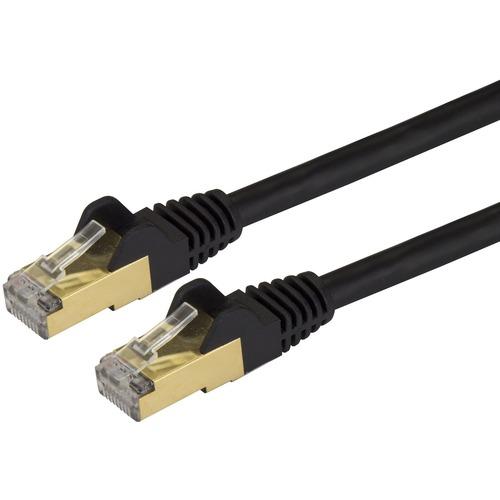 StarTech.com 10ft CAT6A Ethernet Cable - 10 Gigabit Category 6A Shielded Snagless RJ45 100W POE Patch Cord - 10GbE Black UL/TIA Certified - CAT6A Ethernet Cable delivers 10 gigabit connection free of noise & EMI/RFI interference - Tested to comply w/ ANS