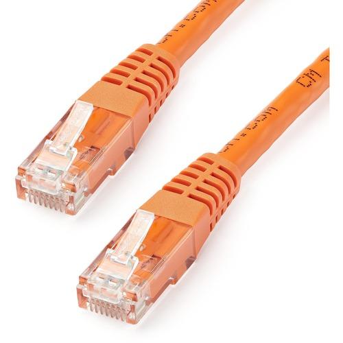 StarTech.com 100ft CAT6 Ethernet Cable - Orange Molded Gigabit - 100W PoE UTP 650MHz Category 6 Patch Cord UL Certified Wiring/TIA - 100ft Orange CAT6 Ethernet cable delivers Multi Gigabit 1/2.5/5Gbps & 10Gbps up to 160ft - 650MHz - Fluke tested to ANSI/
