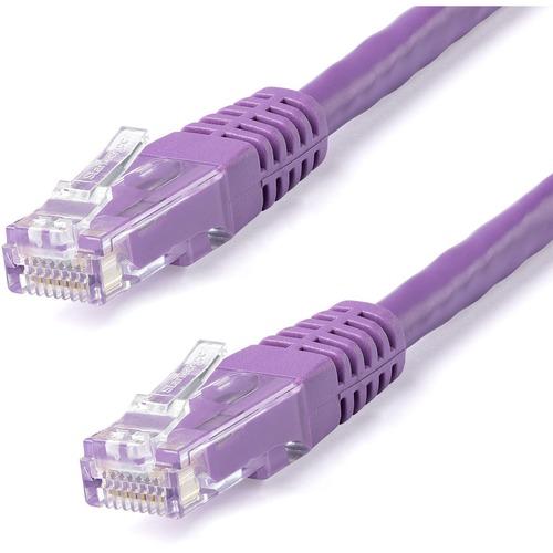 StarTech.com 15ft CAT6 Ethernet Cable - Purple Molded Gigabit - 100W PoE UTP 650MHz - Category 6 Patch Cord UL Certified Wiring/TIA - 15ft Purple CAT6 Ethernet cable delivers Multi Gigabit 1/2.5/5Gbps & 10Gbps up to 160ft - 650MHz - Fluke tested to ANSI/