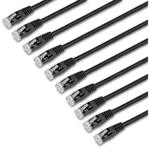 StarTech.com 6 ft. CAT6 Cable - 10 Pack - Black CAT6 Ethernet Cords - Molded RJ45 Connectors - ETL Verified - 24 AWG (C6PATCH6BK10PK) - 6 ft CAT6 cable pack meets all Category 6 patch cable specifications - CAT 6 cable has 100% copper & foil-shielded twi