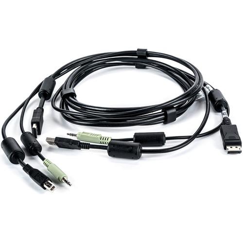 Vertiv Cybex SC800/SC900 6 feet All-in-One KVM Cable | Single Head | 4K UHD | DisplayPort-to-DisplayPort (CBL0102) - 6 ft DisplayPort/USB A/V Cable for Keyboard/Mouse, Speaker, Audio/Video Device - First End: 1 x USB, First End: 1 x DisplayPort Digital A