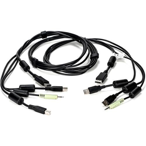 Vertiv Cybex SC800/SC900 6 feet All-in-One KVM Cable | Single Head | 4K UHD | DisplayPort-to-DisplayPort (CBL0104) - 6 ft KVM Cable for KVM Switch, Keyboard/Mouse, Speaker, Audio Device - First End: 1 x DisplayPort Digital Audio/Video, First End: 1 x Aud