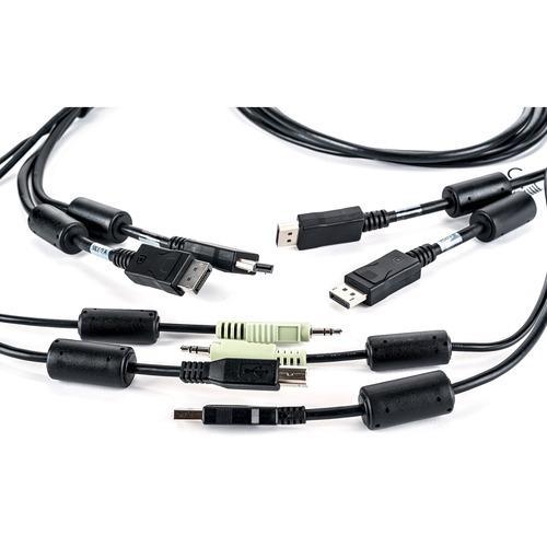 Vertiv Cybex SC800/SC900 6 feet All-in-One KVM Cable | Dual Head | 4K UHD | DisplayPort-to-DisplayPort (CBL0106) - 6 ft KVM Cable for Keyboard/Mouse, Speaker, KVM Switch, Audio Device - First End: 2 x DisplayPort Male Digital Audio/Video, First End: 1 x