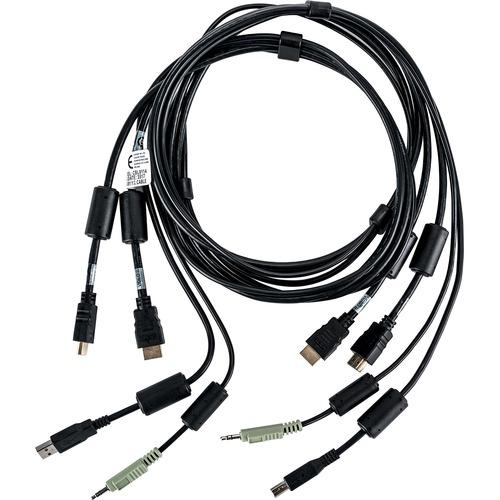Vertiv Cybex SC800/SC900 6 feet All-in-One KVM Cable | Dual Head | 4K UHD | HDMI-to-HDMI (CBL0114) - 6 ft KVM Cable for Keyboard/Mouse, Speaker, KVM Switch, Audio Device - First End: 2 x HDMI Male Digital Audio/Video, First End: 1 x Type B Male USB, Firs