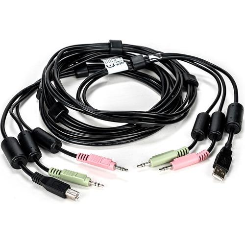 Vertiv AVOCENT KVM Cable - 10 ft KVM Cable for KVM Switch, Keyboard/Mouse, Audio Device - First End: 1 x Type B Male USB, First End: 2 x Mini-phone Male Stereo Audio - Second End: 1 x Type B Male USB, Second End: 2 x Mini-phone Male Stereo Audio