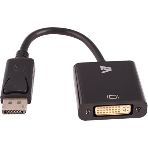 V7 DispalyPort/DVI Video Cable - 3.9" DisplayPort/DVI Video Cable for Audio/Video Device, Monitor, PC, Tablet, Projector, TV - First End: 1 x DisplayPort Male Digital Audio/Video - Second End: 1 x DVI Female Video - 1.7 Gbit/s - Supports up to 1920 x 120