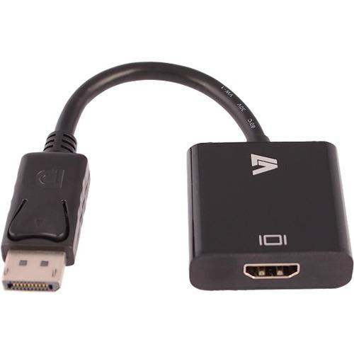 V7 Displayport/HDMI Audio/Video Cable - 3.9" DisplayPort/HDMI A/V Cable for Audio/Video Device, PC, Projector, Monitor, TV - First End: 1 x DisplayPort Male Digital Audio/Video - Second End: 1 x HDMI Female Digital Audio/Video - 2.3 Gbit/s - Supports up
