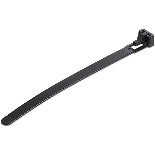 StarTech.com 5"(12cm) Reusable Cable Ties, 1-1/8"(30mm) Dia. 50lb(22Kg) Tensile Strength, Nylon, In/Outdoor, UL Listed, 100 Pack, Black - Reusable cable ties for 1.18in/30mm bundle diameter - Adjustable small resealable nylon/plastic zip wraps for electr