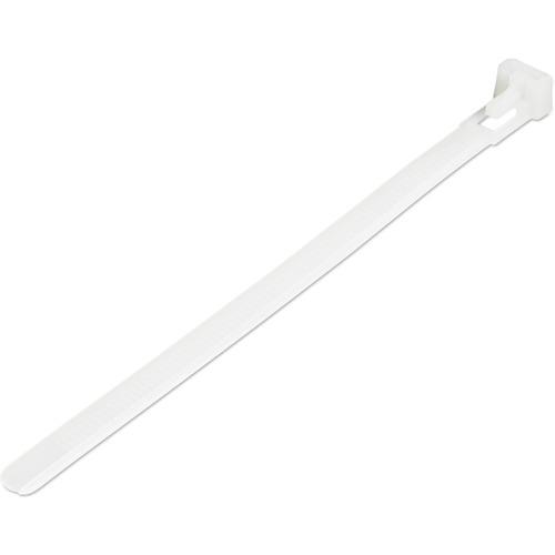 StarTech.com 6"(15cm) Reusable Cable Ties, 1-3/8"(35mm) Dia. 50lb(22Kg) Tensile Strength, Nylon, In/Outdoor, UL Listed, 100 Pack, White - Reusable cable ties for 1.37in/35mm bundle diameter - Adjustable medium resealable nylon/plastic zip wraps for elect