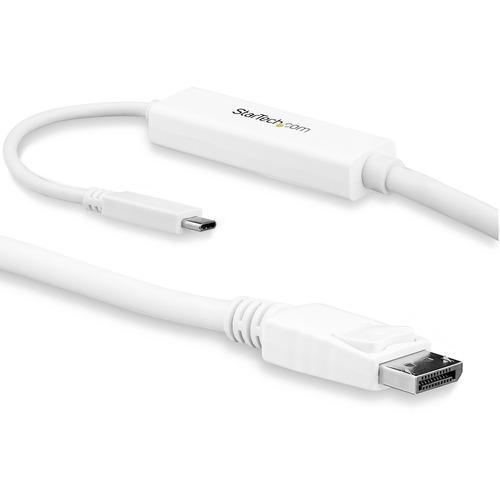 StarTech.com 9.8ft/3m USB C to DisplayPort 1.2 Cable 4K 60Hz - USB Type-C to DP Video Adapter Monitor Cable HBR2 - TB3 Compatible - White - USB C to DisplayPort 1.2 Cable w/ 4K 60Hz/HBR2/5.1 Audio/HDCP 2.2/1.4 - Integrated video adapter minimizes signal