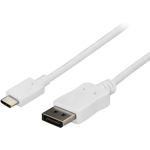 StarTech.com 6ft/1.8m USB C to DisplayPort 1.2 Cable 4K 60Hz - USB Type-C to DP Video Adapter Monitor Cable HBR2 - TB3 Compatible - White - USB C to DisplayPort 1.2 Cable w/ 4K 60Hz/HBR2/5.1 Audio/HDCP 2.2/1.4 - Integrated video adapter minimizes signal