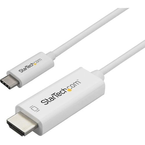 StarTech.com 3ft (1m) USB C to HDMI Cable - 4K 60Hz USB Type C DP Alt Mode to HDMI 2.0 Video Display Adapter Cable - Works w/Thunderbolt 3 - White 3.3ft/1m USB Type C DP Alt Mode HBR2 to HDMI 2.0 Cable 4K 60Hz/1080p | 7.1 Audio | HDCP 2.2/1.4 - Video Ada