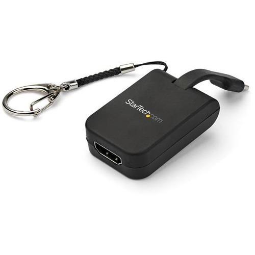 StarTech.com Compact USB C to HDMI Adapter - 4K 30Hz USB Type-C to HDMI Video Display Converter w/ Keychain Ring- Thunderbolt 3 Compatible - USB-C (DP 1.2 Alt Mode/HBR2) to HDMI 1.4 video |4K 30Hz/7.1 Audio/HDCP 2.2/1.4 | 1080p/TB3 Compatible - USB Type-