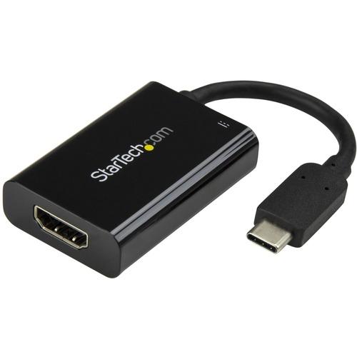 StarTech.com USB C to HDMI 2.0 Adapter 4K 60Hz with 60W Power Delivery Pass-Through Charging - USB Type-C to HDMI Video Converter - Black - Black USB Type C (DP 1.2 Alt Mode) to HDMI 2.0 video display adapter converter 4K 60Hz UHD; HDCP 2.2/1.4 - 60W Pow