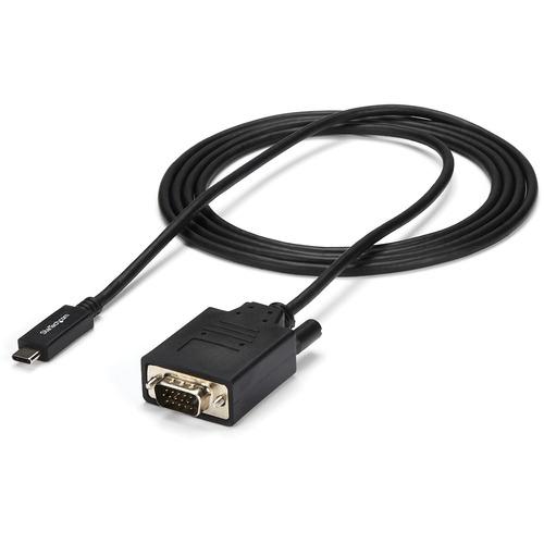 StarTech.com 6ft/2m USB C to VGA Cable - 1920x1200/1080p USB Type C DP Alt Mode to VGA Video Monitor Adapter Cable -Works w/ Thunderbolt 3 - 6.6ft/2m USB Type C (DP Alt Mode HBR2) to VGA cable | 1920x1200/1080p 60Hz | EDID/DDC - Integrated active video a