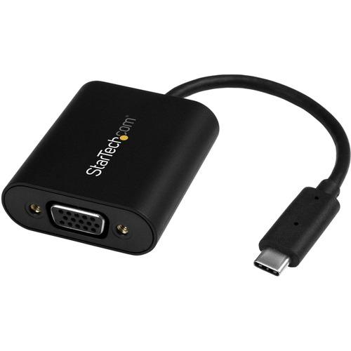 StarTech.com USB-C to VGA Adapter - 1920x1200 - USB C Adapter - USB Type C to VGA Monitor / Projector Adapter - Use this unique adapter to prevent a USB Type-C computer from entering power save mode during presentations - Resolutions up to 1920x1200 - US