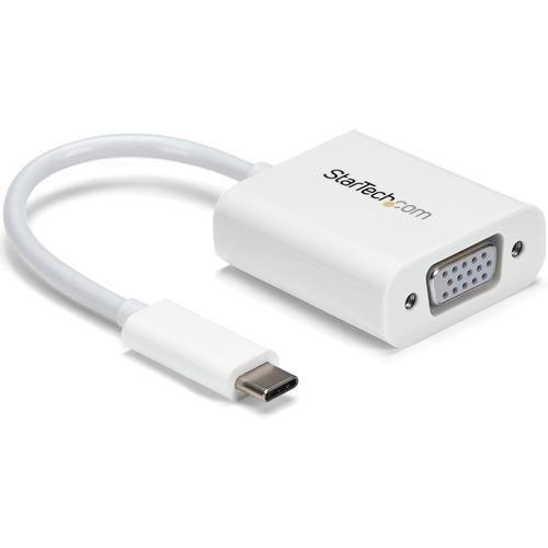 StarTech.com USB-C to VGA Adapter - White - Thunderbolt 3 Compatible - USB C Adapter - USB Type C to VGA Dongle Converter - Connect your MacBook, Chromebook or laptop with USB-C to a VGA monitor or projector - USB C adapter - USB Type-C to Video Converte
