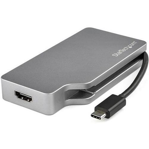 StarTech.com USB C Multiport Video Adapter 4K/1080p - USB Type C to HDMI, VGA, DVI or Mini DisplayPort Monitor Adapter - Space Gray - 4-in-1 USB Type C multiport video adapter to one 4K HDMI (30Hz)/mini DisplayPort (60Hz) or 1080p VGA/DVI monitor/display