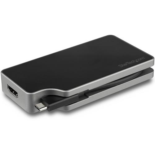 StarTech.com USB C Multiport Video Adapter 4-in-1 - 95W Power Delivery - Space Gray - Aluminum - 4K60Hz - Wrap-Around Cable - USB C Adapter (CDPVDHMDPDP) - USB C multiport video adapter lets you add a display to your USB-C laptop and charge the laptop th