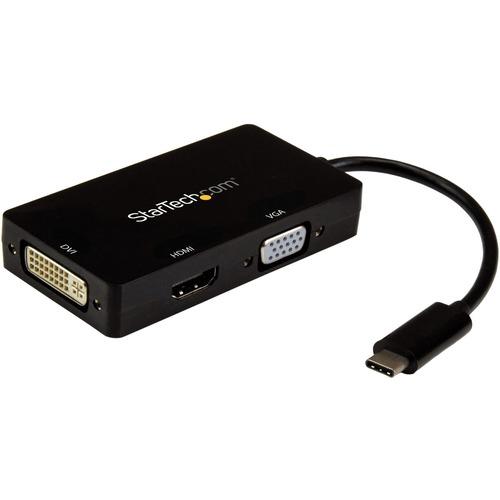 StarTech.com 4K USB C to HDMI, VGA & DVI Multi Port Video Display Adapter for Mac / Windows Laptop & Monitor (CDPVGDVHDBP) - 3-IN-1 USB C Adapter: USB C to VGA Adapter USB C to DVI Adapter or USB-C to HDMI Adapter - 4K USB-C multiport adapter - Portable