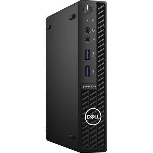 Dell OptiPlex 3000 3080 Desktop Computer - Intel Core i3 10th Gen I3-10105T Quad-core (4 Core) 3 GHz - 4 GB RAM DDR4 SDRAM - 500 GB HDD - Micro PC - Black - Windows 10 Pro 64-bit - Intel DDR4 SDRAM - English Keyboard - 65 W