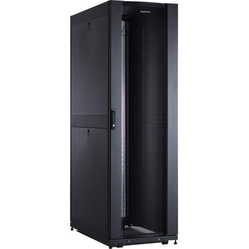 Cyber Power CyberPower EIA-310 Standard 19" Rack - For Server, LAN Switch, Patch Panel - 42U Rack Height x 19" (482.60 mm) Rack Width x 35.60" (904.24 mm) Rack Depth - Black Powder Coat - Metal - 1020.58 kg Dynamic/Rolling Weight Capacity - 1360.78 kg St