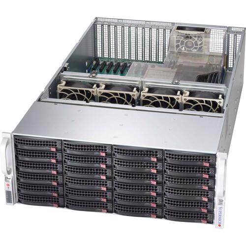 Super Micro Supermicro SuperChassis 846XE1C-R1K23B - Rack-mountable - Black - 4U - 32 x Bay - 5 x 3.15" (80 mm) x Fan(s) Installed - 2 - Power Supply Installed - ATX, EATX Motherboard Supported - 5 x Fan(s) Supported - 24 x External 3.5" Bay - 2 x Intern