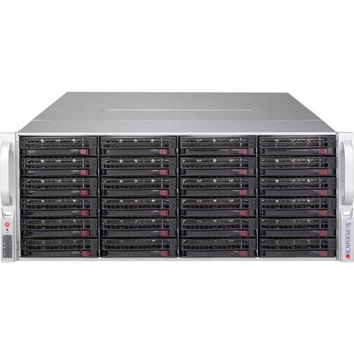 Super Micro Supermicro SuperChassis 847BE2C-R1K28WB (Black) - Rack-mountable - Black - 4U - 36 x Bay - 7 x 3.15" (80 mm) x Fan(s) Installed - 2 x 1.28 kW - Power Supply Installed - ATX, EATX, Micro ATX Motherboard Supported - 36 x External 3.5" Bay - 7x