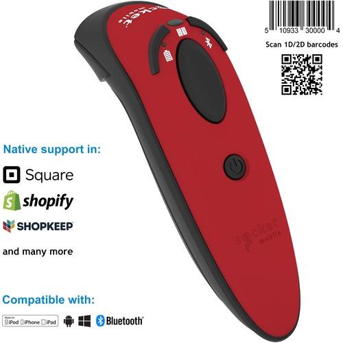 Socket Communication Socket Mobile DuraScanÂ® D740, Universal Barcode Scanner, Red - Wireless Connectivity - 19.50" (495.30 mm) Scan Distance - 1D, 2D - Imager - Bluetooth - Red