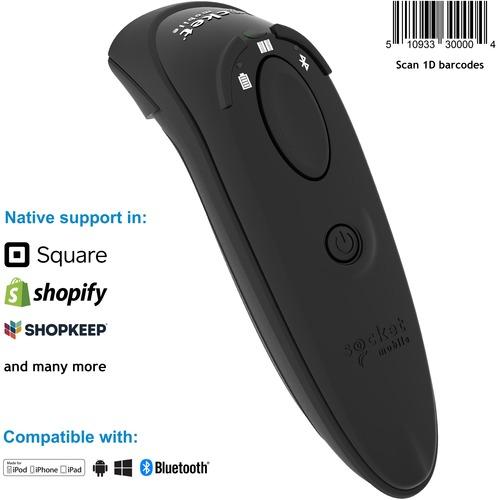 Socket Communication Socket Mobile DuraScanÂ® D730, Laser Barcode Scanner, Black - Wireless Connectivity - 15 ft (4572 mm) Scan Distance - 1D - Laser - Bluetooth - Black