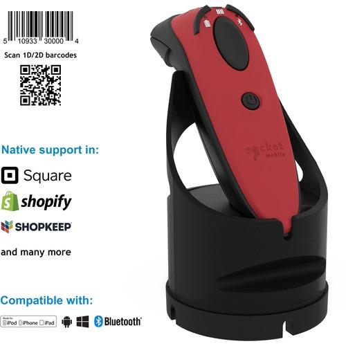 Socket Communication Socket Mobile DuraScanÂ® D740, Universal Barcode Scanner, Red & Charging Dock - Wireless Connectivity - 19.50" (495.30 mm) Scan Distance - 1D, 2D - Laser - Bluetooth - Red