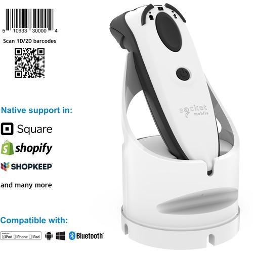 Socket Communication Socket Mobile DuraScanÂ® D740, Universal Barcode Scanner, White & Charging Dock - Wireless Connectivity - 19.50" (495.30 mm) Scan Distance - 1D, 2D - Laser - Bluetooth - White