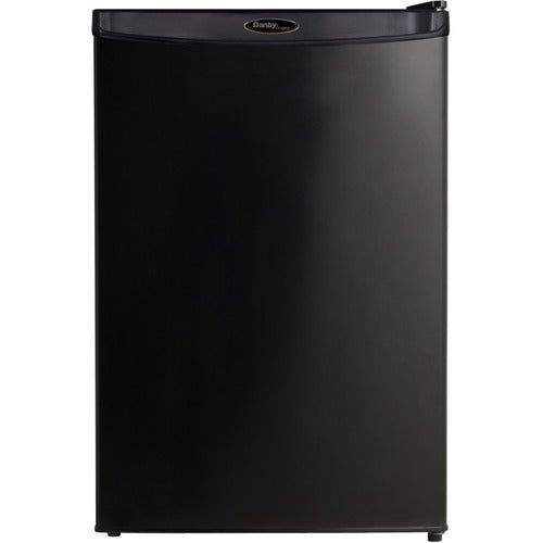 Danby Designer 4.4 cu. ft. Compact Refrigerator - 124.59 L - Auto-defrost - Reversible - 124.59 L Net Refrigerator Capacity - 120 V AC - 268 kWh per Year - Black - Smooth - Wire Shelf, Steel, Plastic Bin - Built-in