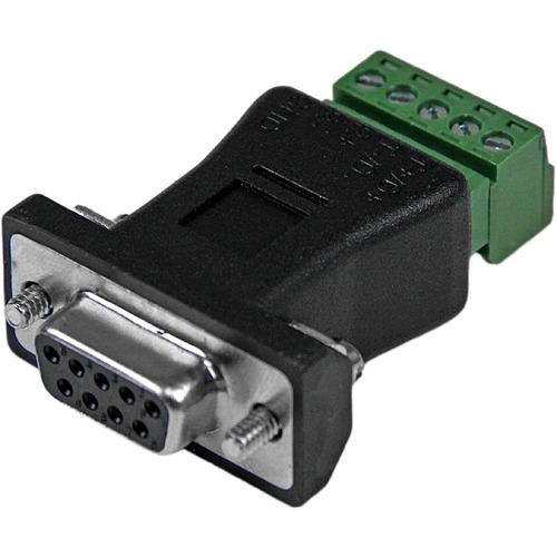 StarTech.com RS422 RS485 Serial DB9 to Terminal Block Adapter - 1 x DB-9 Male Serial - Terminal Block - Black