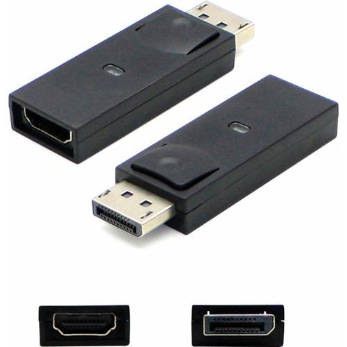 Add-On Computer AddOn Displayport to HDMI Adapter Converter - Male to Female - 1 x DisplayPort Male Digital Audio/Video - 1 x HDMI Female Digital Audio/Video - Black