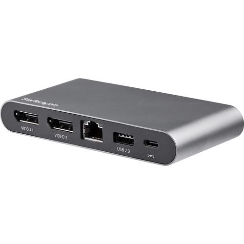 StarTech.com USB C Dock - 4K Dual Monitor DisplayPort Docking Station - 100W Power Delivery Passthrough, GbE, 2x USB-A - Multiport Adapter - Mini USB C docking station - Multiport adapter w/ dual monitor 4K DisplayPort video/2 USB Type-A/GbE/100W Power D