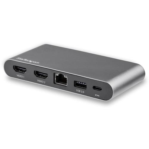 StarTech.com USB C Dock - 4K Dual Monitor HDMI USB-C Docking Station - 100W Power Delivery Passthrough, GbE, 2x USB-A - Multiport Adapter - Mini USB C docking station - Multiport adapter w/ dual monitor 4K HDMI video display/2 USB Type-A/GbE/100W Power D
