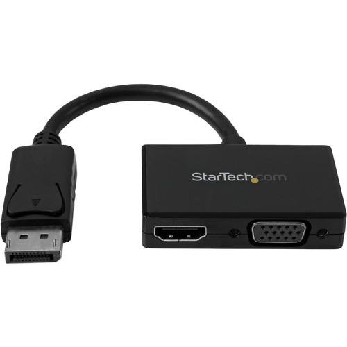 StarTech.com Travel A/V Adapter: 2-in-1 DisplayPort to HDMI or VGA - Connect your DisplayPort equipped computer system to an HDMI or VGA display - Displayport to HDMI - DisplayPort to VGA - DP to HDMI - DP to VGA - Ultrabook to projector - laptop video o
