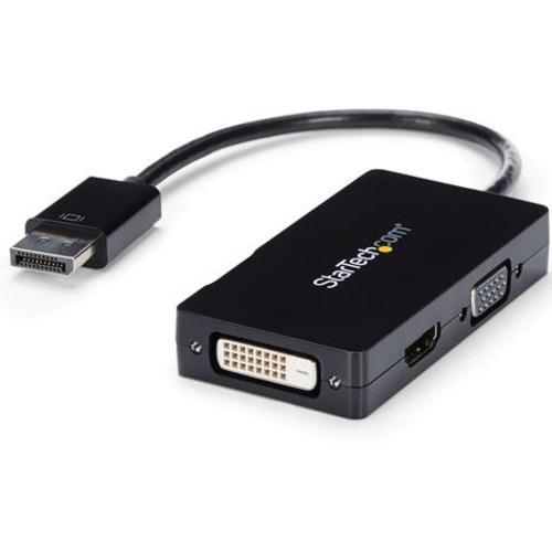 StarTech.com Travel A/V adapter: 3-in-1 DisplayPort to VGA DVI or HDMI converter - Connect a DisplayPort-equipped PC to an HDMI, VGA, or DVI Display - Connect Laptop to TV - DisplayPort to DVI - DisplayPort to VGA - DisplayPort to HDMI - DP to DVI - DP t