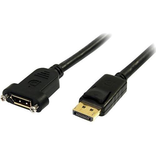 StarTech.com 3 ft 20 pin DisplayPort Extension Panel Mount Cable - M/F - DisplayPort Male Digital Audio/Video - DisplayPort Female Digital Audio/Video - 3ft - Black