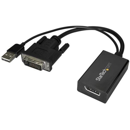 StarTech.com DVI to DisplayPort Adapter with USB Power - DVI-D to DP Video Adapter - DVI to DisplayPort Converter - 1920 x 1200 - Use this DVI to DisplayPort converter to connect your DVI computer to a DP monitor or projector - DVI-D to DP - DVI-D conver