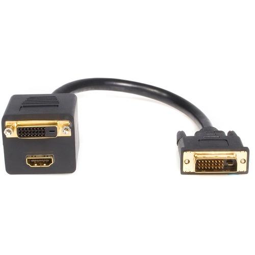 StarTech.com 1 ft DVI-D to DVI-D & HDMI Splitter Cable - M/F - 1ft - Black