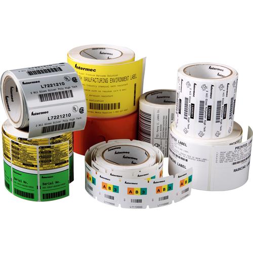 Intermec DuraTRAN II Gloss Polyester Label - 1 1/2" Width x 1/2" Length - Permanent Adhesive - Rectangle - Thermal Transfer - Polyester - 4304 / Roll - 8 / Carton