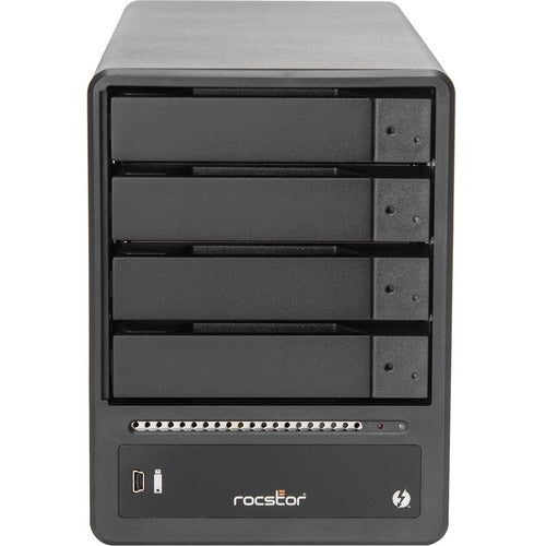 Rocstor ET34 DAS Storage System - 4 x HDD Supported - 0 x HDD Installed - 4 x SSD Supported - 4 TB Total Installed SSD Capacity - Serial ATA/600 Controller - RAID Supported 0, 1, 5, 10, JBOD - 4 x Total Bays - 4 x 2.5"/3.5" Bay - Desktop