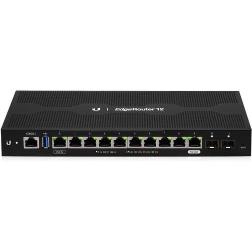 Ubiquiti EdgeRouter ER-12 Router - 10 Ports - PoE Ports - Management Port - 2 - Gigabit Ethernet - 1U - Desktop, Rack-mountable - 1 Year