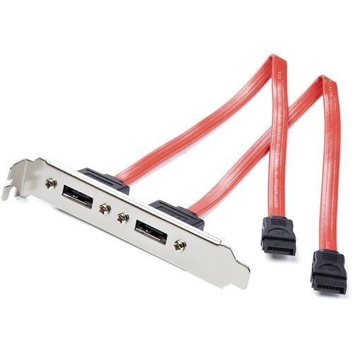 StarTech.com StarTech.com 2 Port SATA to eSATA Slot Plate Bracket - Serial ATA internal to external panel - 7 pin Serial ATA - 7 pin external Serial ATA - Turn two standard SATA motherboard connections into two external eSATA ports. - sata to esata plate