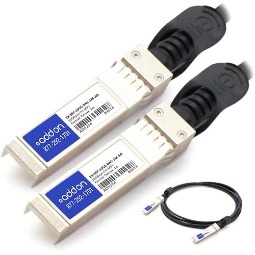 Add-On Computer AddOn Juniper Networks EX-SFP-10GE-DAC-1m Compatible 10GBase-CU SFP+ to SFP+ Direct Attach Cable (Passive Twinax, 1m) - 100% application tested and guaranteed compatible