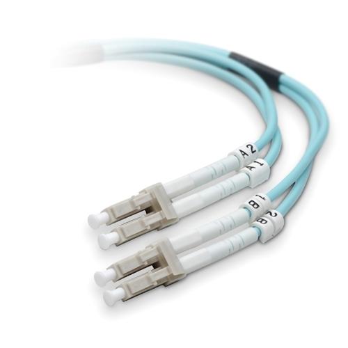 Belkin Fiber Optic Duplex Patch Cable - 6.6 ft Fiber Optic Network Cable for Network Device - First End: 2 x LC Male Network - Second End: 2 x LC Male Network - Patch Cable - Aqua